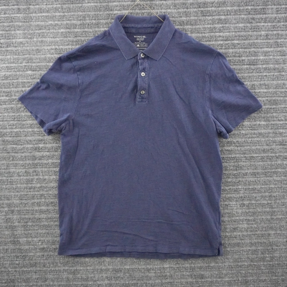 Vince Polo Shirt Mens M Blue Short Sleeve Cotton Classic Casual